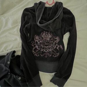 Juicy Couture Black Velour Jacket with Pink Logo